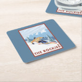 Downhhill Snow Skier - The Rockies Kartonnen Onderzetters (Schuin)