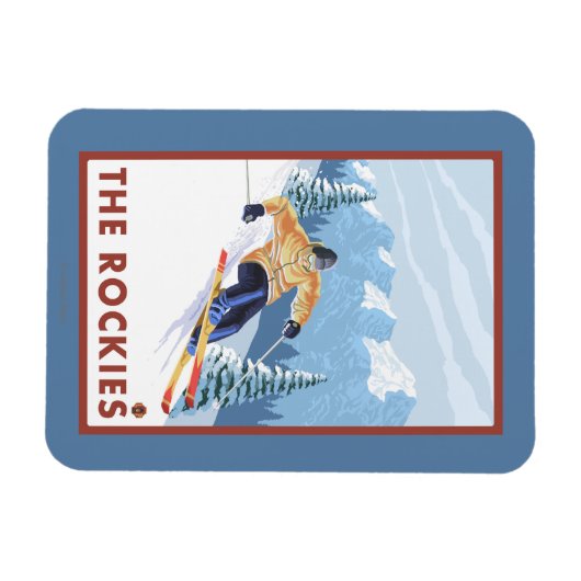 Downhhill Snow Skier - The Rockies Magneet (Horizontaal)