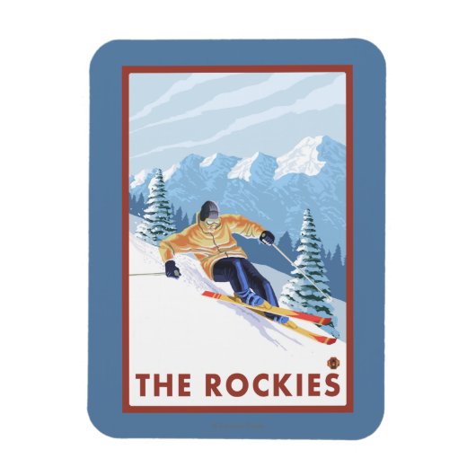 Downhhill Snow Skier - The Rockies Magneet (Verticaal)