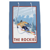 Downhhill Snow Skier - The Rockies Medium Cadeauzakje (Voorkant)
