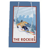 Downhhill Snow Skier - The Rockies Medium Cadeauzakje (Achterkant)