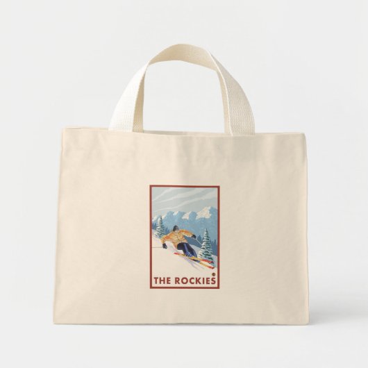 Downhhill Snow Skier - The Rockies Mini Tote Bag (Voorkant)