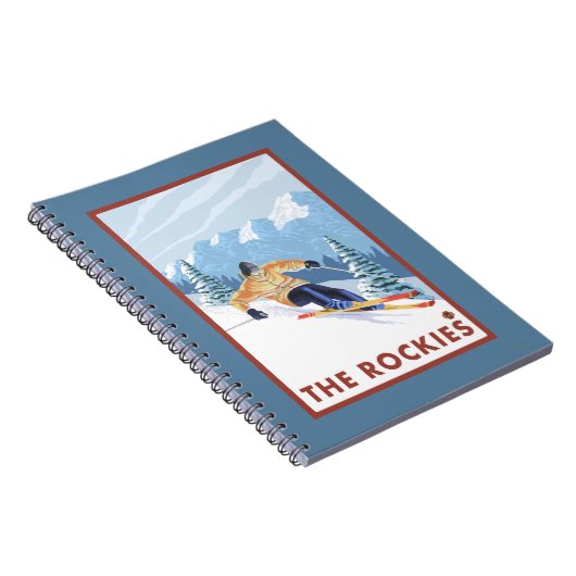 Downhhill Snow Skier - The Rockies Notitieboek (Rechterzijde)