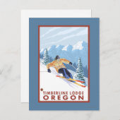Downhhill Snow Skier - Timberline Lodge, Oregon Briefkaart (Voorkant / Achterkant)