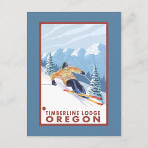Downhhill Snow Skier - Timberline Lodge, Oregon Briefkaart