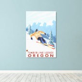 Downhhill Snow Skier - Timberline Lodge, Oregon Canvas Afdruk (Insitu (Houten vloer))