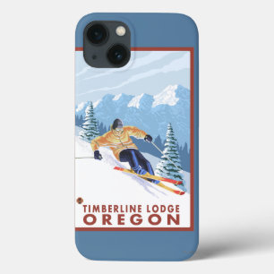 Downhhill Snow Skier - Timberline Lodge, Oregon iPhone 13 Hoesje