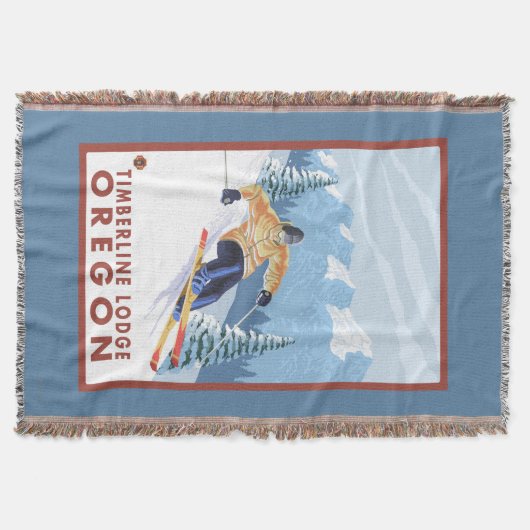 Downhhill Snow Skier - Timberline Lodge, Oregon Deken (Voorkant)