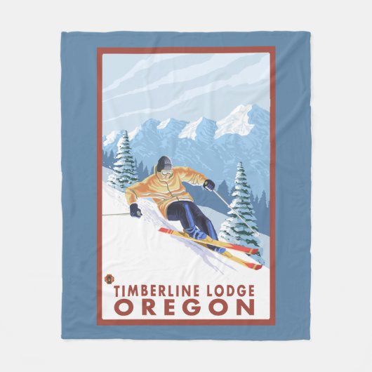 Downhhill Snow Skier - Timberline Lodge, Oregon Fleece Deken (Voorkant)