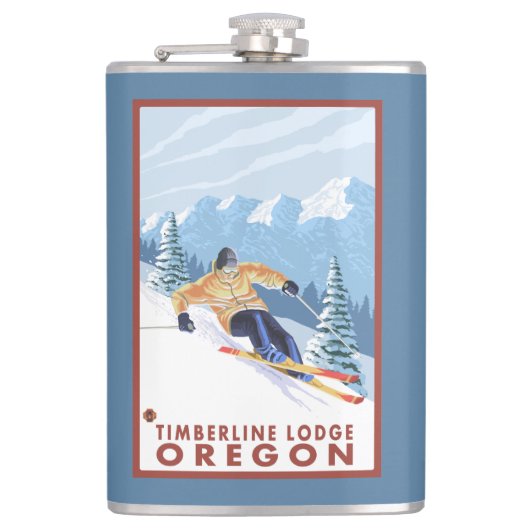 Downhhill Snow Skier - Timberline Lodge, Oregon Heupfles (Voorkant)