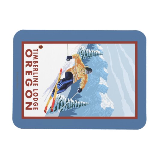 Downhhill Snow Skier - Timberline Lodge, Oregon Magneet (Horizontaal)