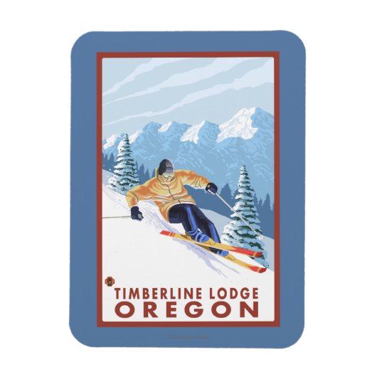 Downhhill Snow Skier - Timberline Lodge, Oregon Magneet (Verticaal)