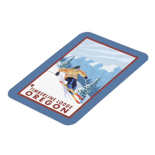 Downhhill Snow Skier - Timberline Lodge, Oregon Magneet (Linkerzijde)