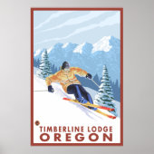 Downhhill Snow Skier - Timberline Lodge, Oregon Poster (Voorkant)