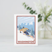 Downhhill Snow Skier - Washington Briefkaart (Staand voorkant)