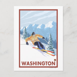 Downhhill Snow Skier - Washington Briefkaart