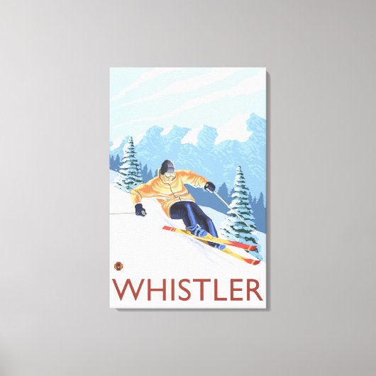 Downhhill Snow Skier - Whistler, BC Canada Canvas Afdruk (Voorkant)