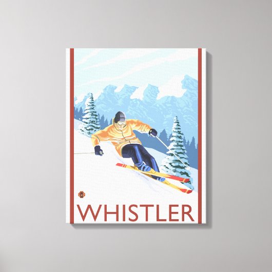Downhhill Snow Skier - Whistler, BC Canada Canvas Afdruk (Voorkant)