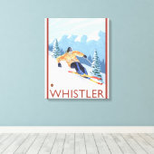 Downhhill Snow Skier - Whistler, BC Canada Canvas Afdruk (Insitu (Houten vloer))