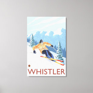 Downhhill Snow Skier - Whistler, BC Canada Canvas Afdruk