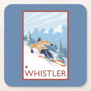 Downhhill Snow Skier - Whistler, BC Canada Kartonnen Onderzetters