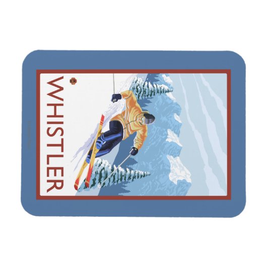 Downhhill Snow Skier - Whistler, BC Canada Magneet (Horizontaal)