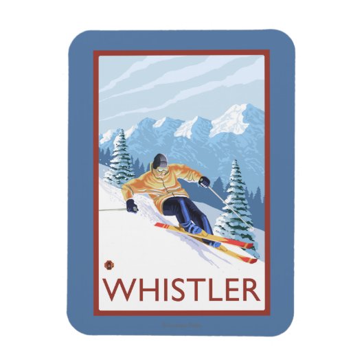 Downhhill Snow Skier - Whistler, BC Canada Magneet (Verticaal)