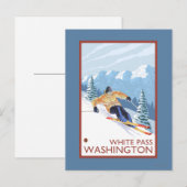 Downhhill Snow Skier - White Pass, Washington Briefkaart (Voorkant / Achterkant)
