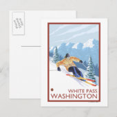 Downhhill Snow Skier - White Pass, Washington Briefkaart (Voorkant / Achterkant)
