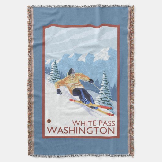Downhhill Snow Skier - White Pass, Washington Deken (Voorkant Verticaal)