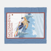 Downhhill Snow Skier - White Pass, Washington Fleece Deken (Voorkant (Horizontaal))