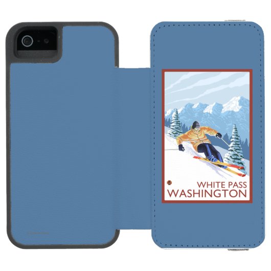 Downhhill Snow Skier - White Pass, Washington Incipio iPhone Portemonnee Hoesje (Agenda Open)