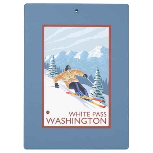 Downhhill Snow Skier - White Pass, Washington Klembord (Achterkant)