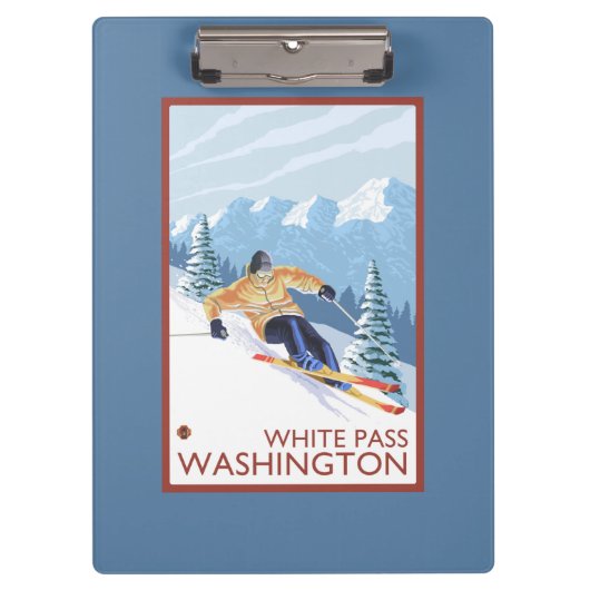 Downhhill Snow Skier - White Pass, Washington Klembord (Voorkant)