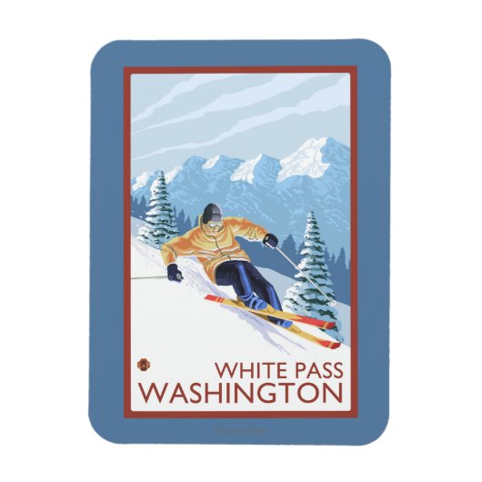 Downhhill Snow Skier - White Pass, Washington Magneet (Verticaal)