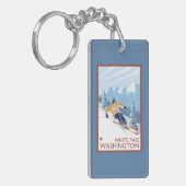 Downhhill Snow Skier - White Pass, Washington Sleutelhanger (Voorkant Links)