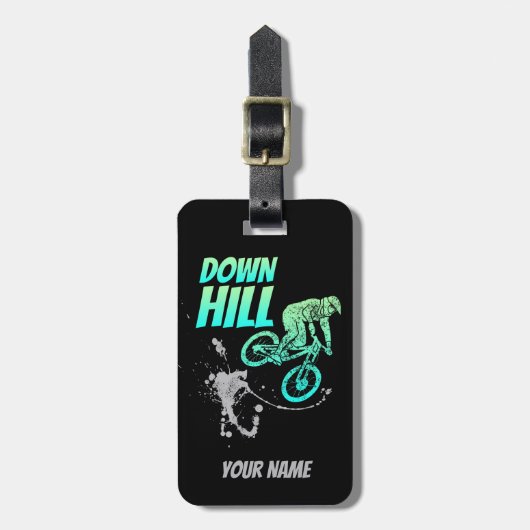 Downhill Biker for Dirt and Bicycle  Nerds Bagagelabel (Voorkant verticaal)