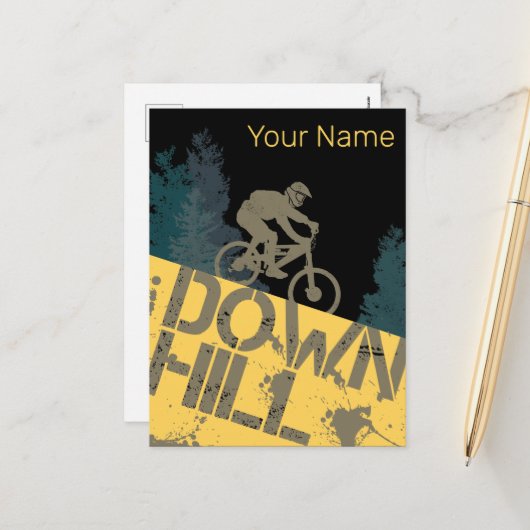 Downhill Biker voor Dirt en Bicycle  MTB Feestdagenkaart (Voorkant / Achterkant in situ)