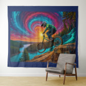 Downhill BMX Ride door een Forest Lake Wandkleed (In Situ (horizontaal))