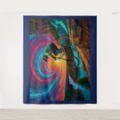 Downhill BMX Ride door een Forest Lake Wandkleed (Voorkant)