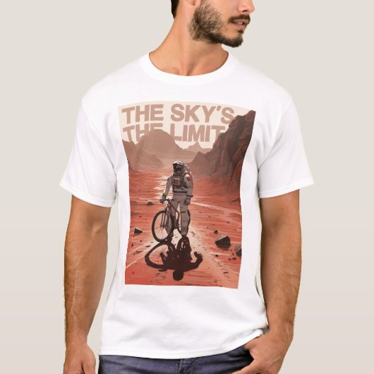 Downhill fiets met astronaut op Mars, cadeau fiets T-shirt (Voorkant)