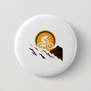 Downhill Fietsontwerp Zonsondergang Fietspad Trail Ronde Button 5,7 Cm
