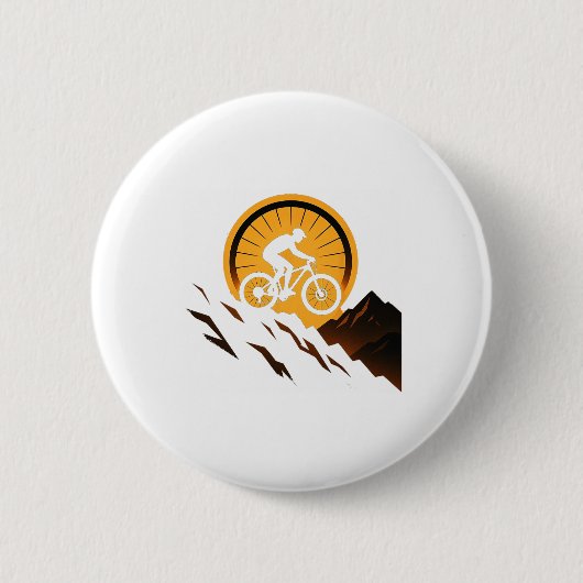Downhill Fietsontwerp Zonsondergang Fietspad Trail Ronde Button 5,7 Cm (Voorkant)