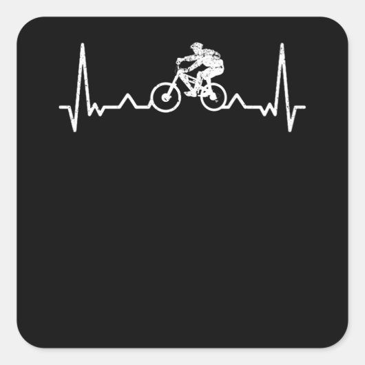 Downhill Heartbeat Mountain Biker Grappig cadeau Vierkante Sticker (Voorkant)