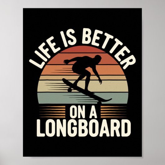 Downhill Longboarden Street Skating Skate Tricks Poster (Voorkant)