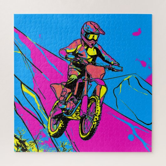 Downhill Mountain Run - Motocross Rider Legpuzzel (Verticaal)