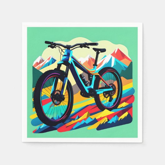Downhill mountainbike fiets kunst servet (Voorkant)