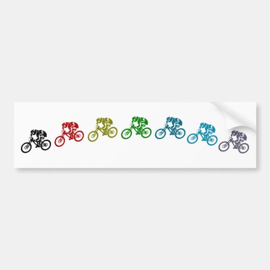 Downhill mountainbike sprong bumpersticker (Voorkant)