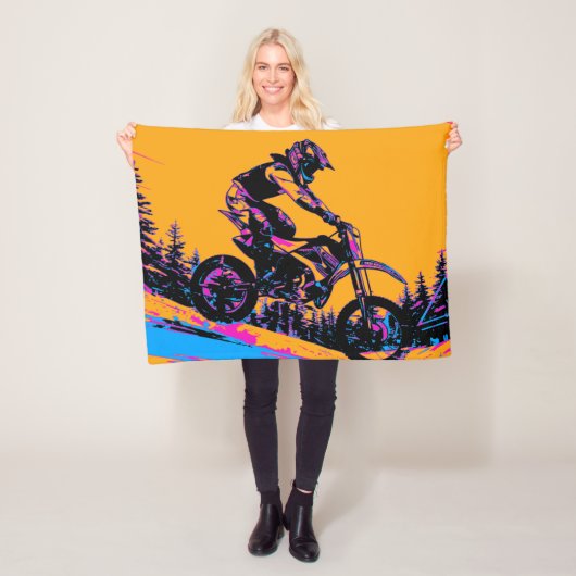 Downhill Racer - Motocrossrijder Fleece Deken (In situ)