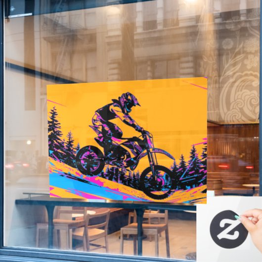 Downhill Racer - Motocrossrijder Raamsticker (Cafe Raam)